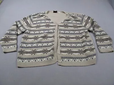 Cape Cod Cardigan Womens 3X Beige Muted Fair Isle Nordic Button Sweater Vintage • $29.99