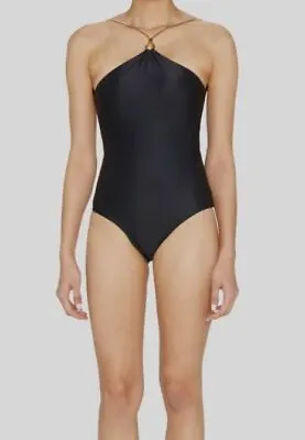 $166 Lenny Niemeyer Women's Black High Chain One Piece Swimsuit Size L • $53.18