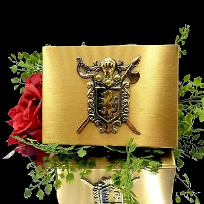 Coat Of Arms Lion Shield Metal Box Knight Sword Renaissance Medieval Decor • $35.99