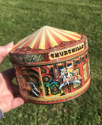 $10 • Buy Vintage Churchill's Carousel English Toffee Candy Collectible Tin