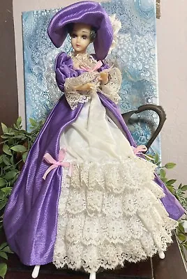 VTG Umbrella Music Box Doll Purple Dress • $40