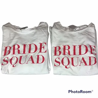 H&M Bride Squad Women's Medium T-Shirts Lot Of 2 White Pink Letters Short Sleeve • $4.99