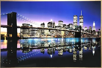(LAMINATED) MANHATTAN BRIDGE NEW YORK CITY POSTER (61x91cm) PICTURE PRINT ART • £7.72