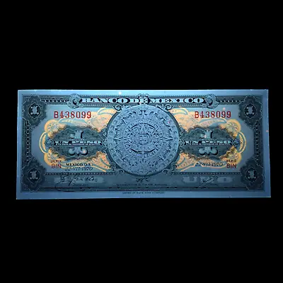 MEXICO 1 Peso BANKNOTE 1970 AZTEC CALENDAR Mexican Currency Paper Money UV ART • $11.95