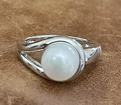 Honora 925 Cultured Freshwater Mabe White Pearl 8.5mm Statement Ring Size 7.25 • $45