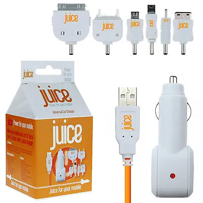 Juice Multi Tip In-Car Charger For IPhone 3/3G/4/4S IPad 1 2 HTC Samsung BB LG • £7.99