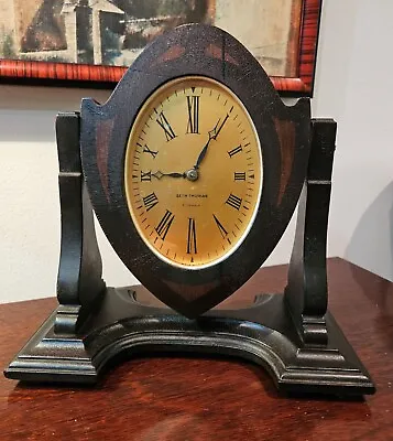 Seth Thomas 4 Jewels 8 Day Gothic Art Deco Mahogany Mantel Shelf Clock WORKS • $96