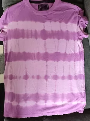 Mens Superdry T Shirt Medium Purple Tie Dye Orange Label • £1