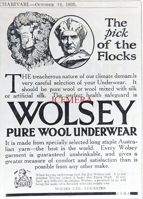 £2.27 • Buy 'WOLSEY' Pure Wool Underwear, Original 1925 ADVERT : 688-117