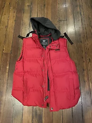 J. Whistler Puffer Vest Mens Red Full Zip Hooded Water Resistant Size XL • $19.99