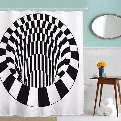 $15.99 • Buy Stylish Printed Bathroom Shower Curtain Set Waterproof Polyester Fabric W/Hooks 