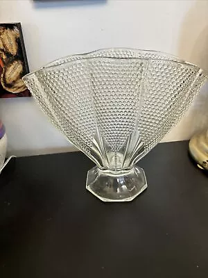 Vintage Hobnail Depression Glass Fan Vase -Thousand Eyes - L. E. Smith  8  X 10  • $19.99