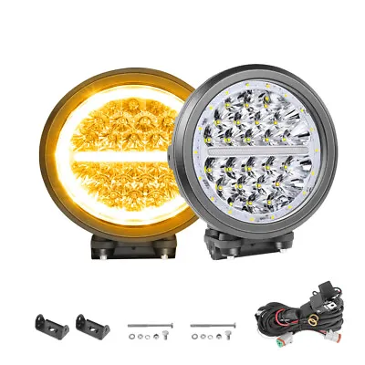 7Inch Round LED Lights Spot Pods Headlight W/Amber Flood DRL Driving Offroad 12V • $189.99