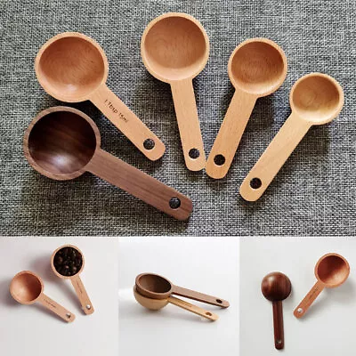 1PC Home Wooden Measuring Spoon Kitchen Measuring Tea Coffee Scoop For Cooking • £3.44