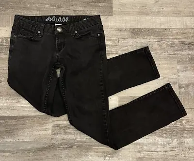 Mudd Jeans Womens 7 Low Rise Skinny Zip 5-Pocket Dark Wash Black Denim • $18
