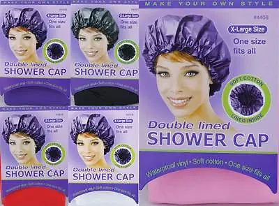 1 Piece Waterproof Shower Cap Soft Vinyl & Cotton X-Large Double Lined #4408 • $3.99