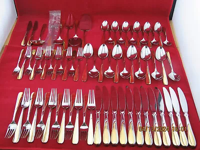 68 Yamazaki *florian Gold* Stainless Flatware!  12 Sets+ser 18/8 Masters Collect • $158.50