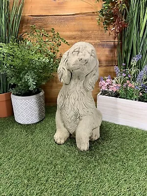 Stone Garden Large Sitting Spaniel Dog Puppy Hound Ornament Memorial Statue • £35.45