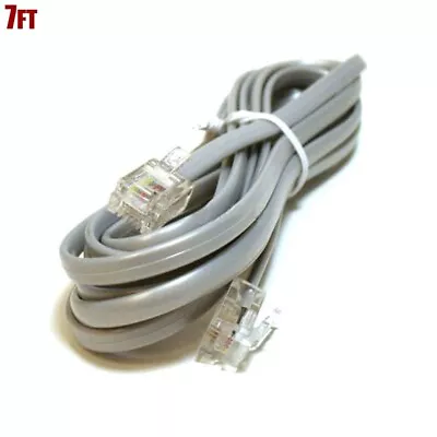 7FT RJ11 Telephone Phone Line Flat Cable Reverse Cord 4 Pin ADSL DSL Router 6P4C • $8.03