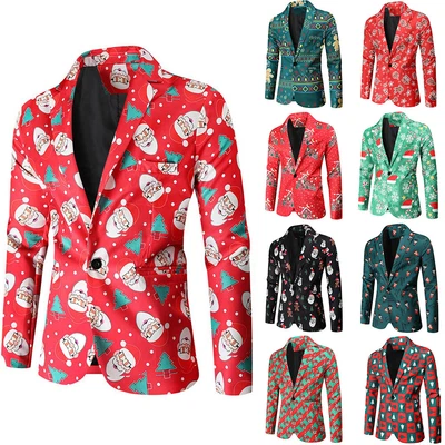 £42.29 • Buy Mens Christmas Suit Santa Claus Funny Patterned Fancy Dress Costume 2 Piece UK