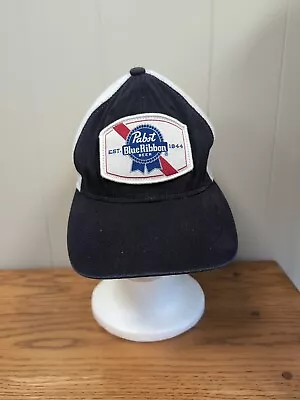 Pabst Blue Ribbon Baseball Cap Men Retro Distressed Snapback Mesh Black • $9.99