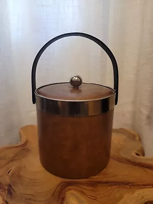 $15 • Buy Vintage MCM Georges Briard Ice Bucket Camel Faux Leather