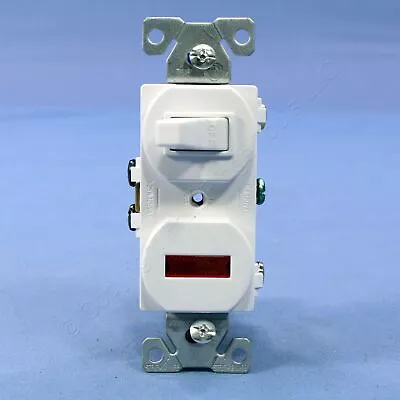 NIB Cooper Commercial White Pilot Light Toggle Switch Single Pole 15A 277W Boxed • $15.19