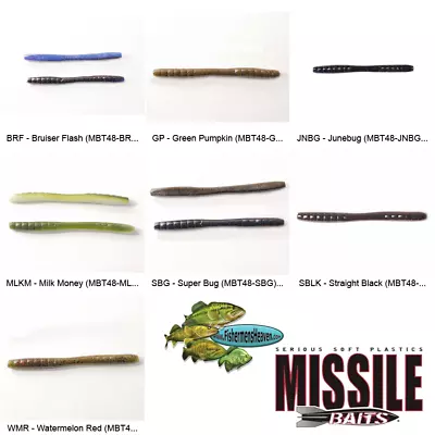 Missile Baits The 48 Wacky Worm 4.8 Inch Any 7 Colors MBT48 Fishing Lures • $7.95