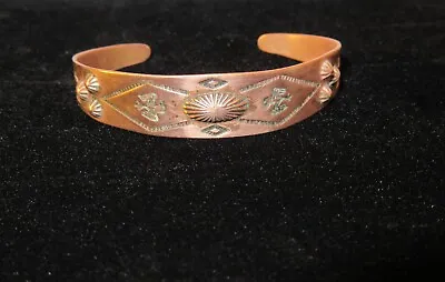 Vintage Navajo Open Cuff Bracelet Repoussé Hand Stamped Copper Bisbee AZ # 2 • $59.50