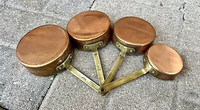 Vintage Set Of 4 Copper Brass Measuring Cups Spouted Nesting Handled ODI Korea • $57.50
