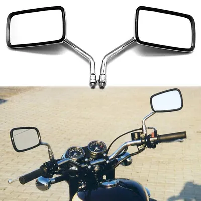 Pair 10mm Rectangle Chrome Motorcycle Mirror For Honda Rebel 250 300 450 500 • $25.99