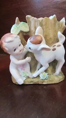 Retro Japan Cupid & Fawn Christmas Valentine's Day  Porcelain Bisque  Painted • $16.48