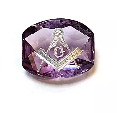 £8.99 • Buy Masonic Ring Inset Freemason Amethyst Colour Glass Loose Gemstone