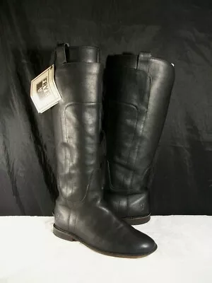 Frye Paige Tall Black Premium Leather Pull On Wide Calf Riding Boots 5.5b 77535 • $49.95
