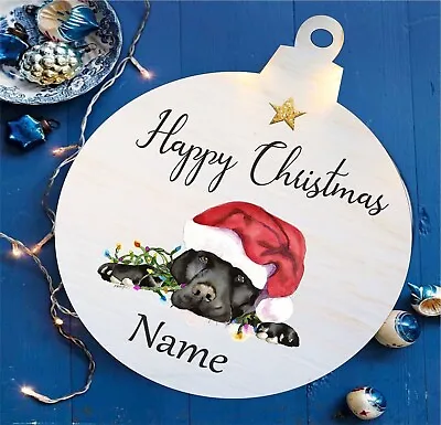 £4.99 • Buy Personalised  Dog Christmas Bauble Tree Decoration Wooden Dog Christmas Gift