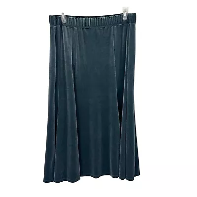 SUSAN GRAVER STRETCH VELVET SKIRT A219770 Blue Sz 1X Velour Lagenlook • $19.99