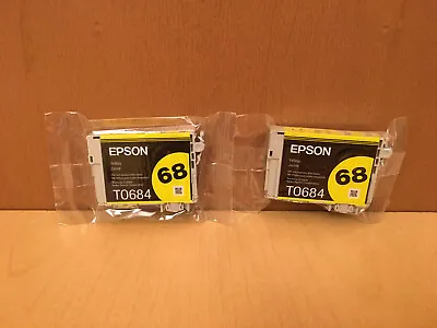 Lot Of 2 Genuine Epson 68 Yellow Ink Cartridges (T0684) CX5000 CX6000 NEW • $14