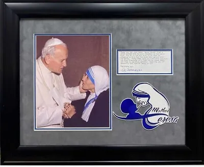 Saint Mother Teresa Signed Autograph With Photo Display Pope John Paul II JSA • $3499.99