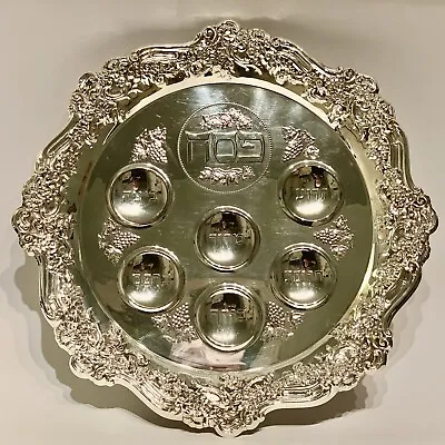 Silver Plated Passover Pesach Tray Seder Plate Made In Israel Judaica 14.5” • $50