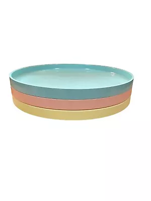 Heller Ware Massimo Vignelli MCM Pastel Dinner Plates Set Of 3 • $39.95