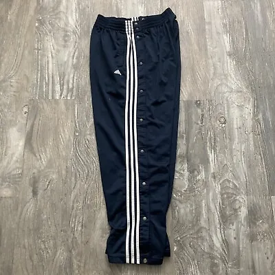 Adidas Breakaway Snap Button Warmup Track Pants Blue White Stripe Men's Medium • $18
