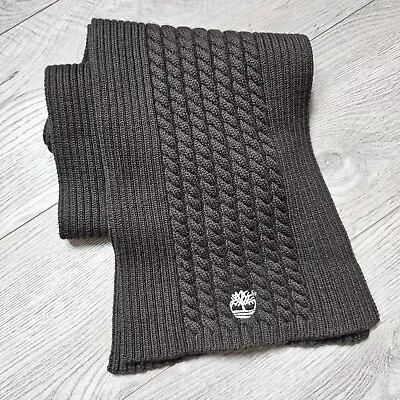 Timberland Woolmark Green Chunky Cable Knit Scarf Unisex Pura Lana Vergine Wool • £22