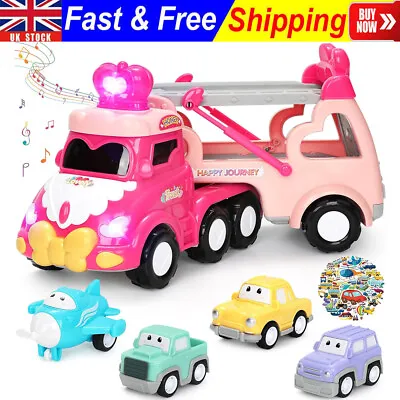 Pink Carrier Truck Car Toys For 3 4 5 6 Year Old Toddler Girl With Music & Light • £15.99