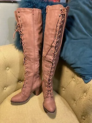 Forever Women's Camila-48 Over The Knee High Riding Boots Color Tan Size 8.5 • $45