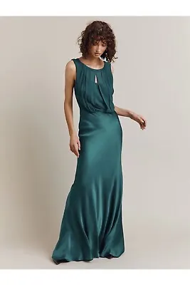 Ghost *claudia* Hollywood Long Dress Emerald Green Size L Original Price £225. • £85