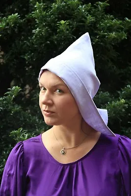 £8 • Buy RE-ENACTMENT Medieval LINEN COTTON Ladies Coif Hat Bonnet Cotton Green White 