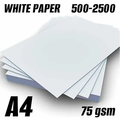 A4 White Paper Reams 75 GSM Plain Printer Sheet 500 & 2500 School Office Print • £34.99