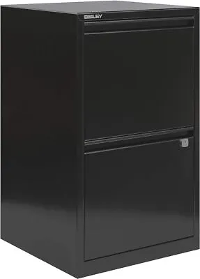 Bisley Filing Cabinet 2 Drawer DURABLE Metal Black Lockable One Size FFPFA2 • £84.99