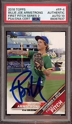 Billie Joe Armstrong Signed 2016 Topps First Pitch Card Psa GEM MT 10 AUTO • $765