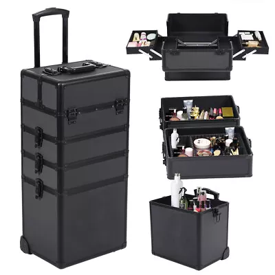 4-IN-1 Professional Rolling Makeup Train Case Cosmetic Trolley Storage Organizer • $90.52